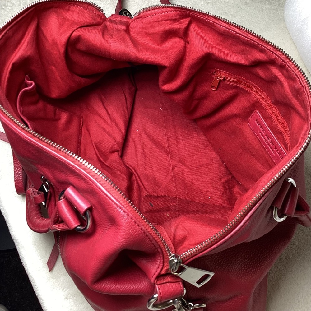Marc New York Andrew Marc Red Pebbled Leather Large satchel, shoulder/crossbody - Picture 9 of 15